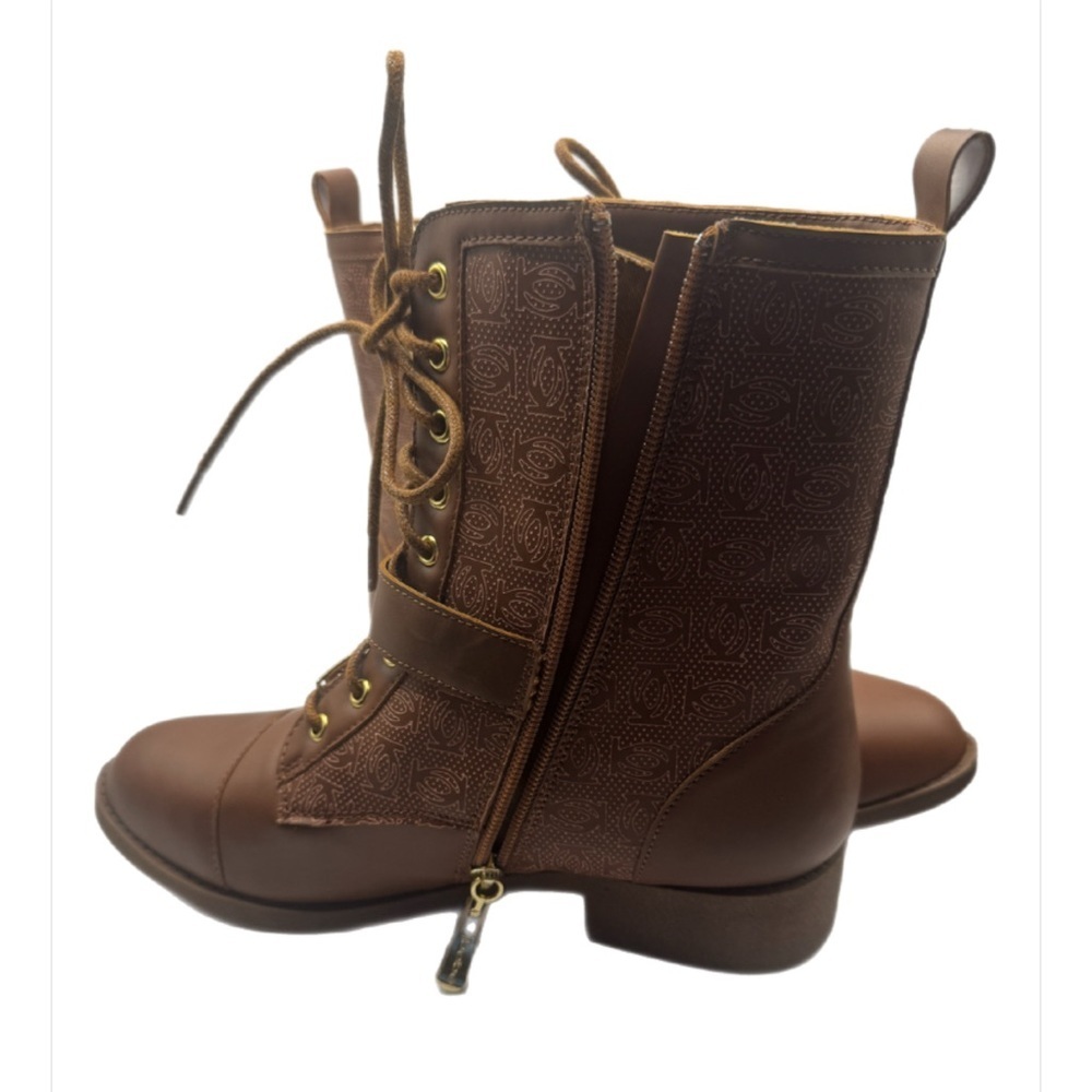 Bebe Women’s Brown Ankle Boot Side Gold Buckle. Size 8.5. Booties. Side zip. - Picture 3 of 8